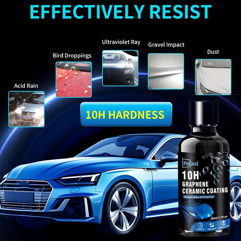 POLIXEL 10H Ceramic Coating, Premier Paint Protective Sealer with Super Hardness Ceramic Top Coat for Rain Repellent, Scratch Resistant, High Gloss Finish & Years Longer Protection than Wax -1.7oz - Image 4